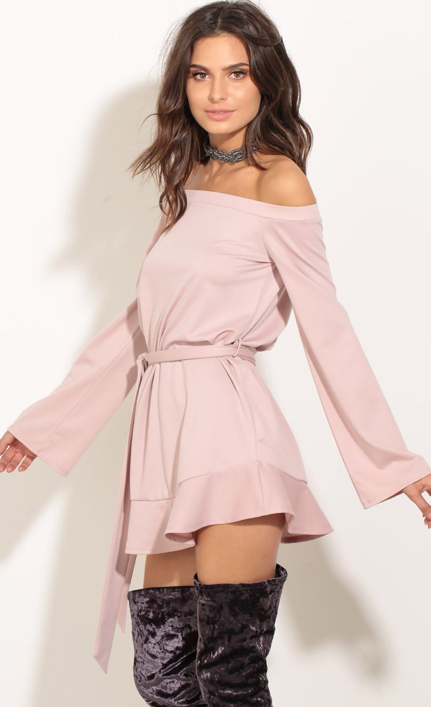 Picture Off The Shoulder Day Dress In Dark Pink. Source: https://media-img.lucyinthesky.com/data/Jan17_1/850xAUTO/0Y5A0119.JPG