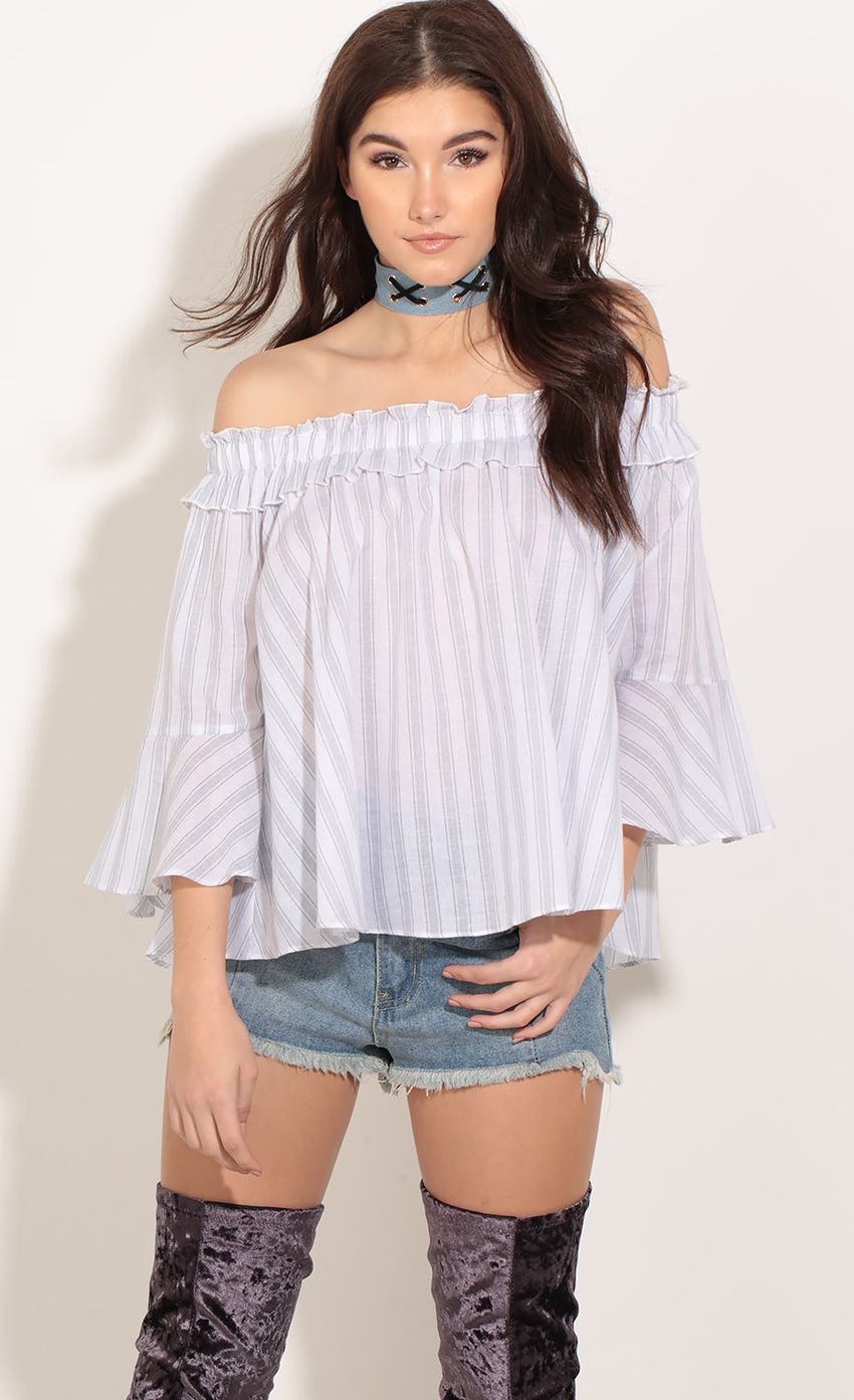 Picture Striped Off The Shoulder Top In Grey. Source: https://media-img.lucyinthesky.com/data/Jan17_2/850xAUTO/0Y5A1354.JPG
