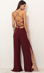 Picture Eliana Cowl Neck Jumpsuit in Deep Red. Source: https://media-img.lucyinthesky.com/data/Jan19_1/150xAUTO/0Y5A9079.JPG