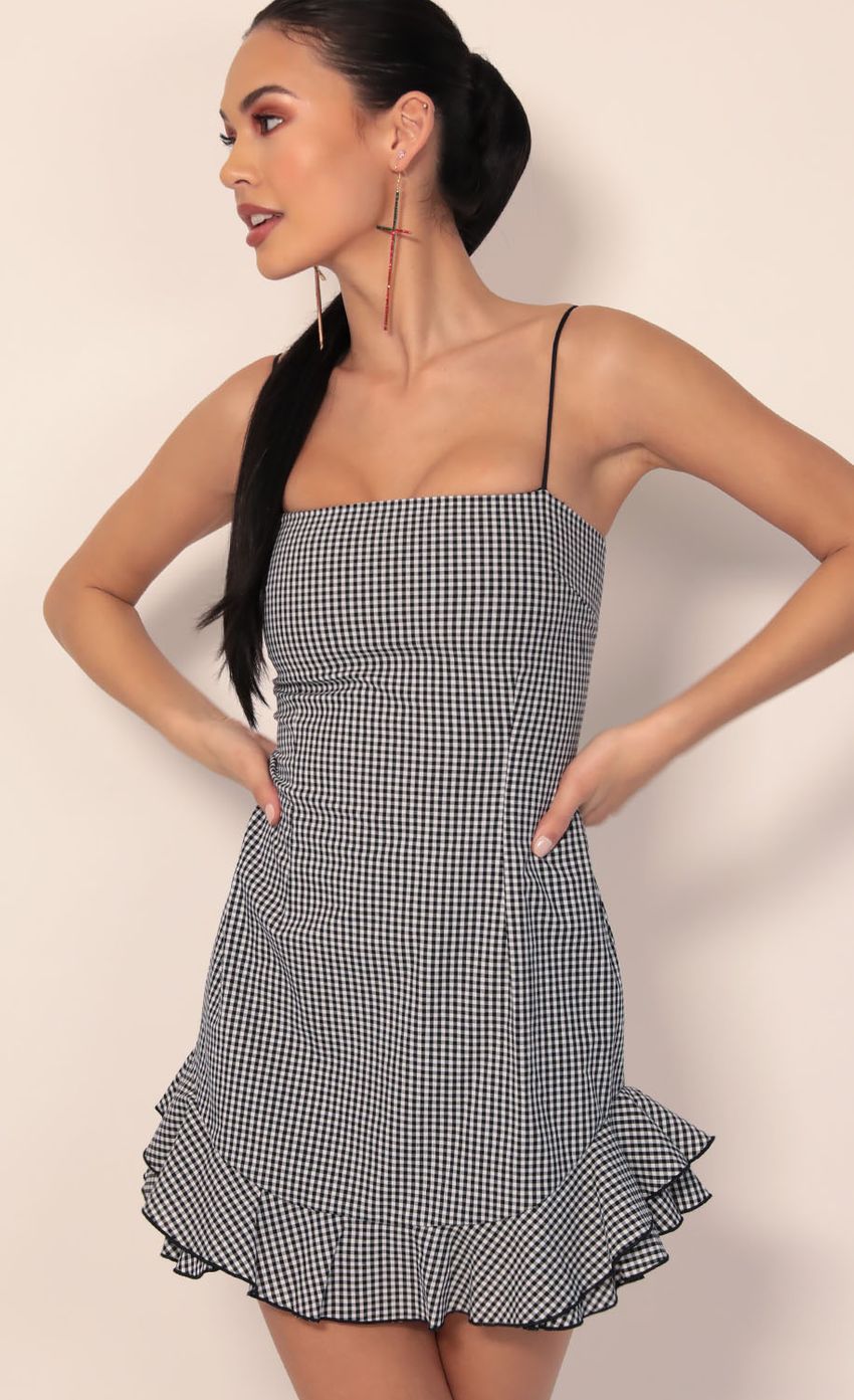 Picture Aubrey Ruffle Dress In Gingham. Source: https://media-img.lucyinthesky.com/data/Jan20_1/850xAUTO/781A5652.JPG