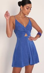 Picture Adalee Front Twist Dress in Blue Sapphire. Source: https://media-img.lucyinthesky.com/data/Jan20_2/150xAUTO/781A8076.JPG