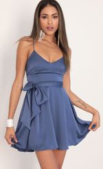 Picture Satin Tie A-line Dress in Palace Blue. Source: https://media-img.lucyinthesky.com/data/Jan20_2/150xAUTO/781A9635.JPG