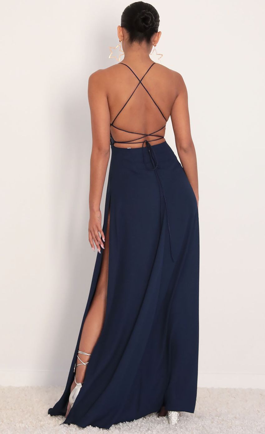 Picture Sequin Lace Maxi Dress in Navy. Source: https://media-img.lucyinthesky.com/data/Jan20_2/850xAUTO/781A0327.JPG