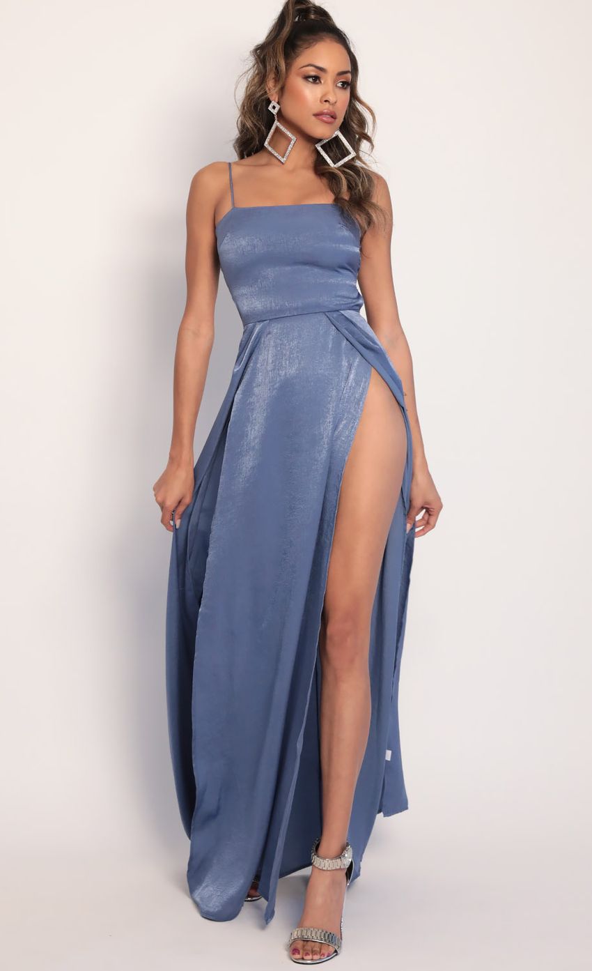 Picture Satin Maxi Dress in Palace Blue. Source: https://media-img.lucyinthesky.com/data/Jan20_2/850xAUTO/781A3517.JPG