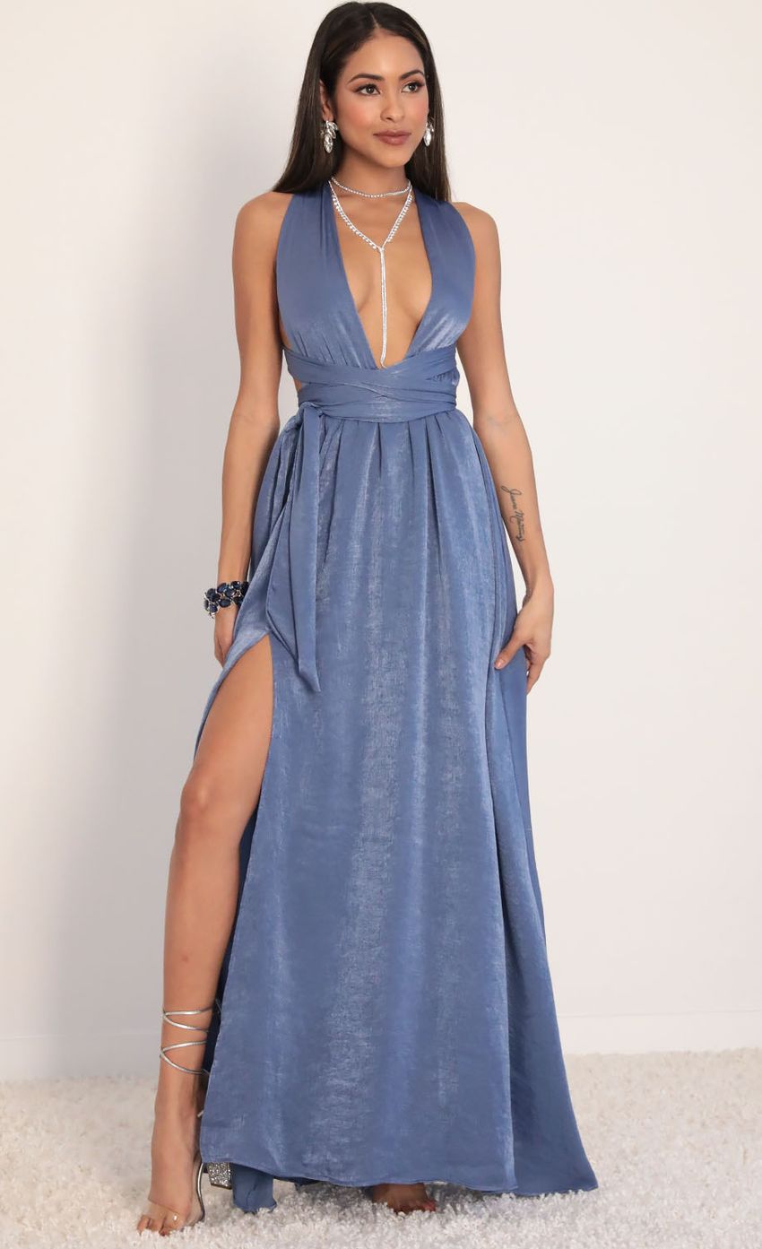 Picture Satin Maxi Dress in Palace Blue. Source: https://media-img.lucyinthesky.com/data/Jan20_2/850xAUTO/781A3609.JPG
