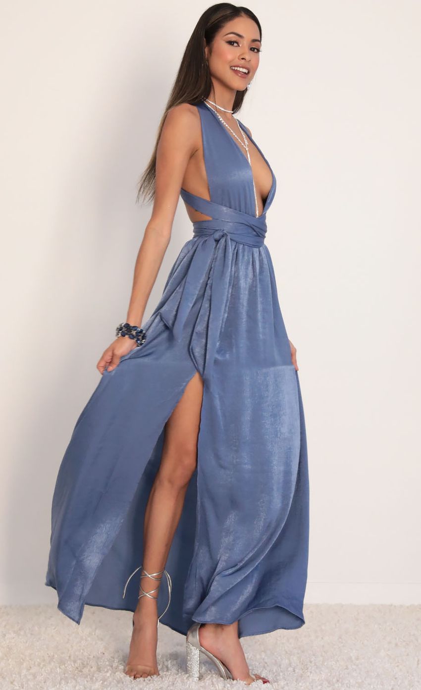 Picture Satin Maxi Dress in Palace Blue. Source: https://media-img.lucyinthesky.com/data/Jan20_2/850xAUTO/781A3659.JPG
