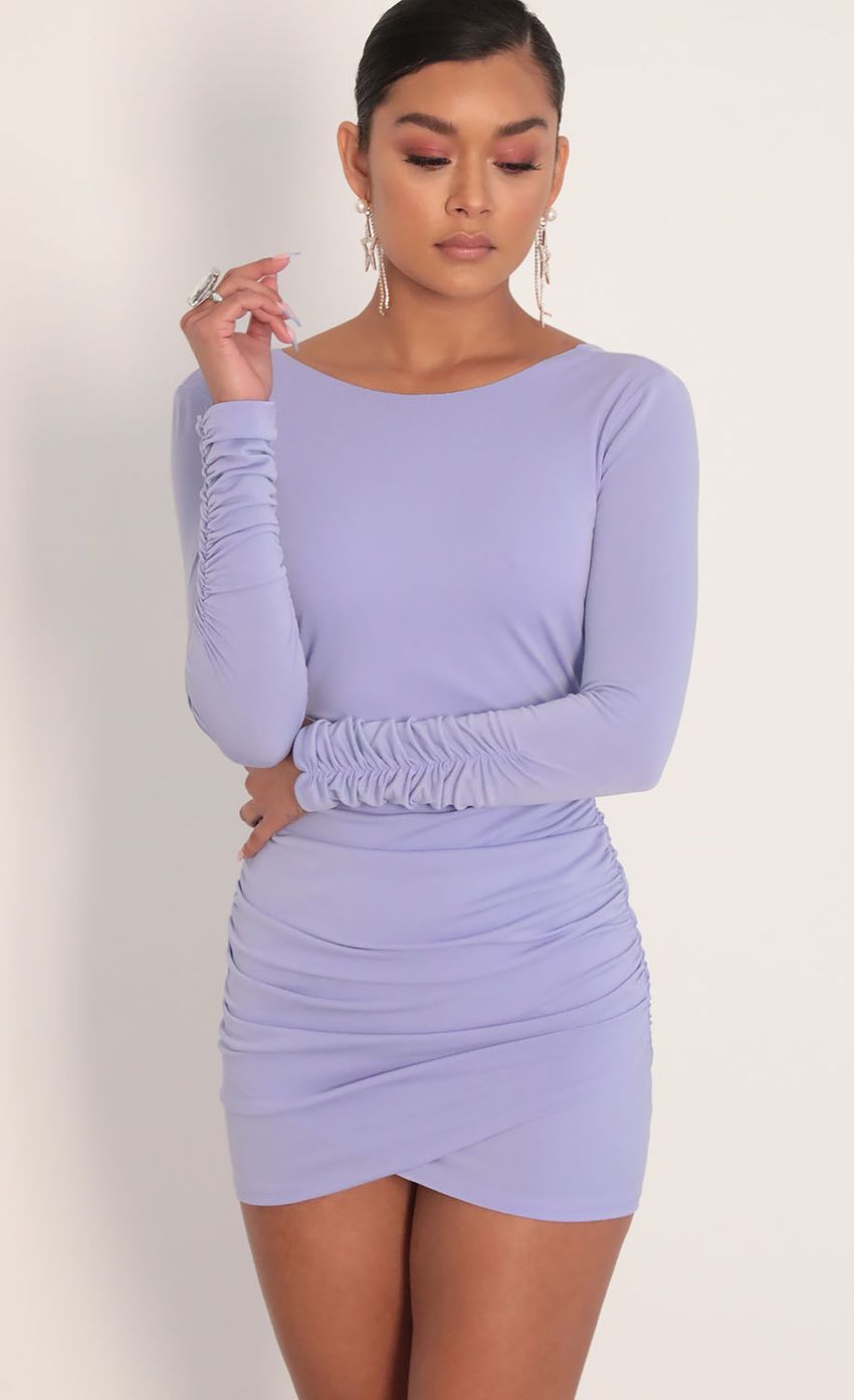 Picture Josie Open Back Dress in Lavender. Source: https://media-img.lucyinthesky.com/data/Jan20_2/850xAUTO/781A7706.JPG