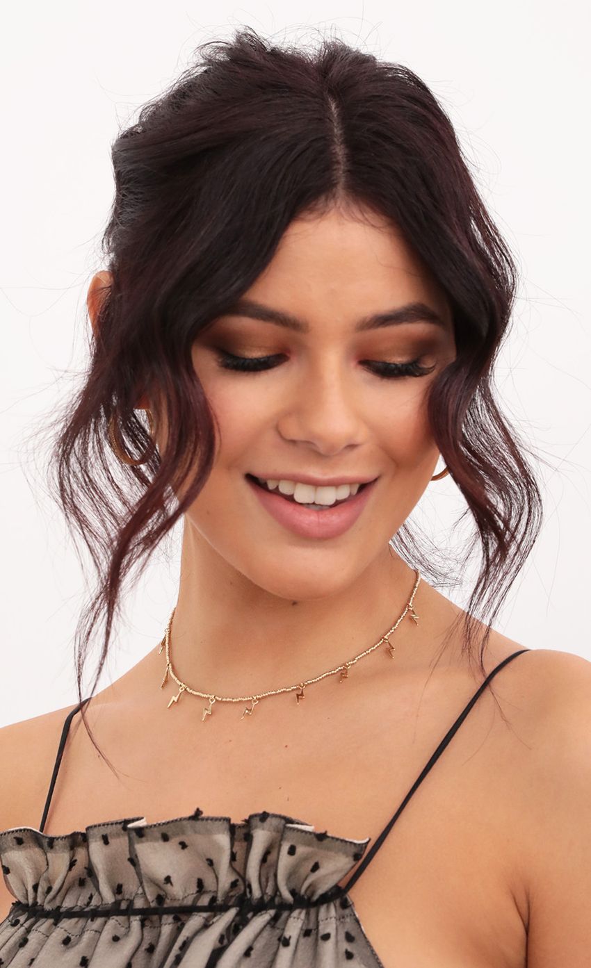 Picture Doesn't Strike Twice Choker in Gold. Source: https://media-img.lucyinthesky.com/data/Jan21_2/850xAUTO/1V9A1147_COPY.JPG