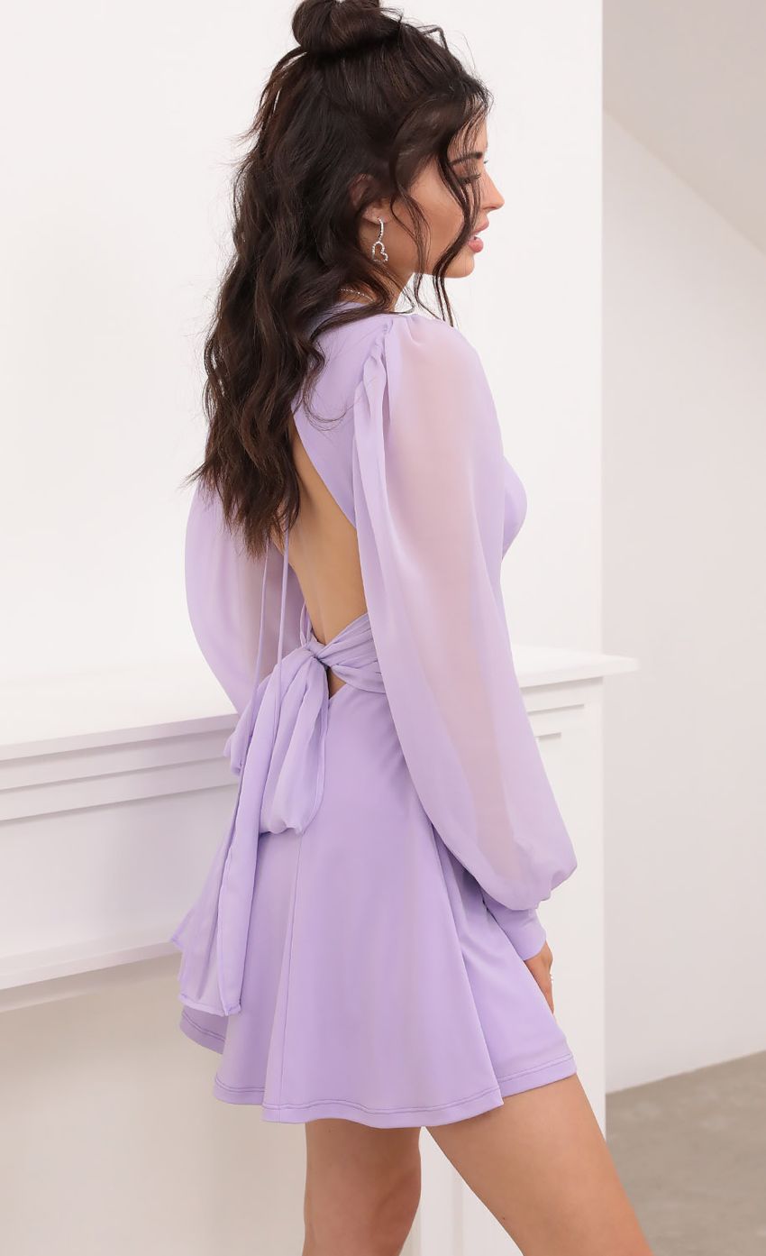 Picture Chiffon Sleeve A-Line Dress in Lilac. Source: https://media-img.lucyinthesky.com/data/Jan21_2/850xAUTO/1V9A6534.JPG