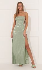 Picture Satin Floral Maxi in Green. Source: https://media-img.lucyinthesky.com/data/Jan22_1/150xAUTO/1V9A6409.JPG