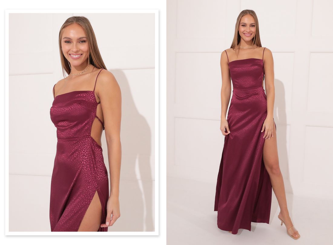 Satin Maxi in Maroon