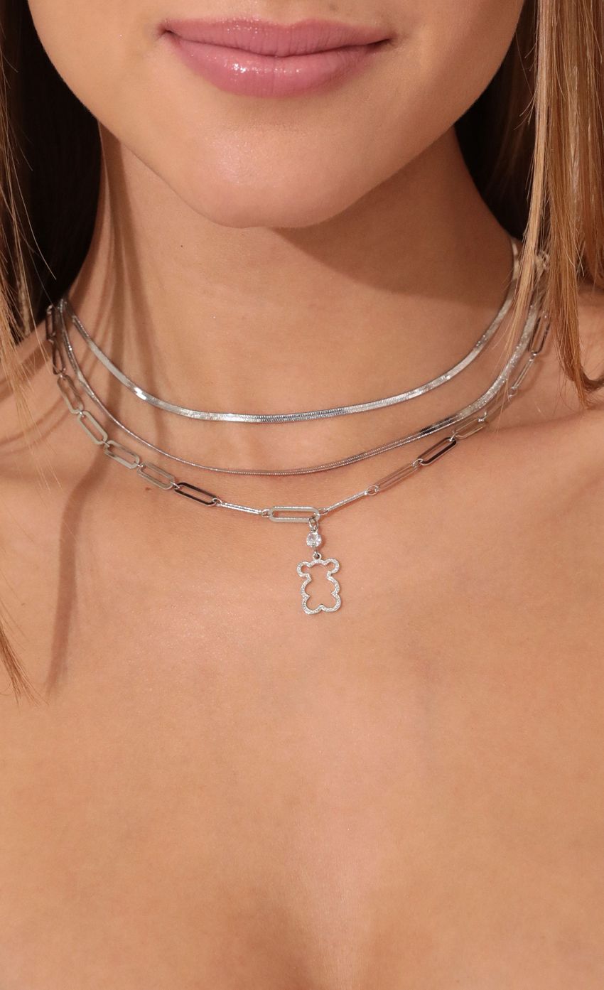 Picture Tough Love Bear Necklace in Silver. Source: https://media-img.lucyinthesky.com/data/Jan22_2/850xAUTO/1V9A60832.JPG