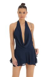 Picture Draped Plunge Neck Dress in Navy. Source: https://media-img.lucyinthesky.com/data/Jan23/150xAUTO/2de1eb4a-15b4-4819-a9d3-9de4fcaad6ec.jpg