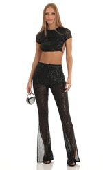 Picture Sequin Two Piece Pant Set in Black. Source: https://media-img.lucyinthesky.com/data/Jan23/150xAUTO/46817e34-3a66-43ee-81b9-ae8b688e556c.jpg