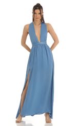 Picture Satin Maxi Dress in Blue. Source: https://media-img.lucyinthesky.com/data/Jan23/150xAUTO/d80989b5-1c3f-430a-819d-892127581645.jpg