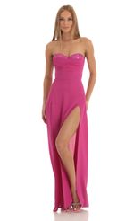 Picture Sequin Bust Crepe Maxi Dress in Hot Pink. Source: https://media-img.lucyinthesky.com/data/Jan23/150xAUTO/f7fe70f0-1527-4ec2-8db8-7b4657590e97.jpg