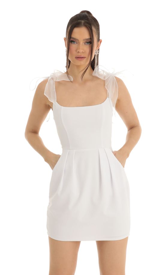 Bow Mini Dress in White