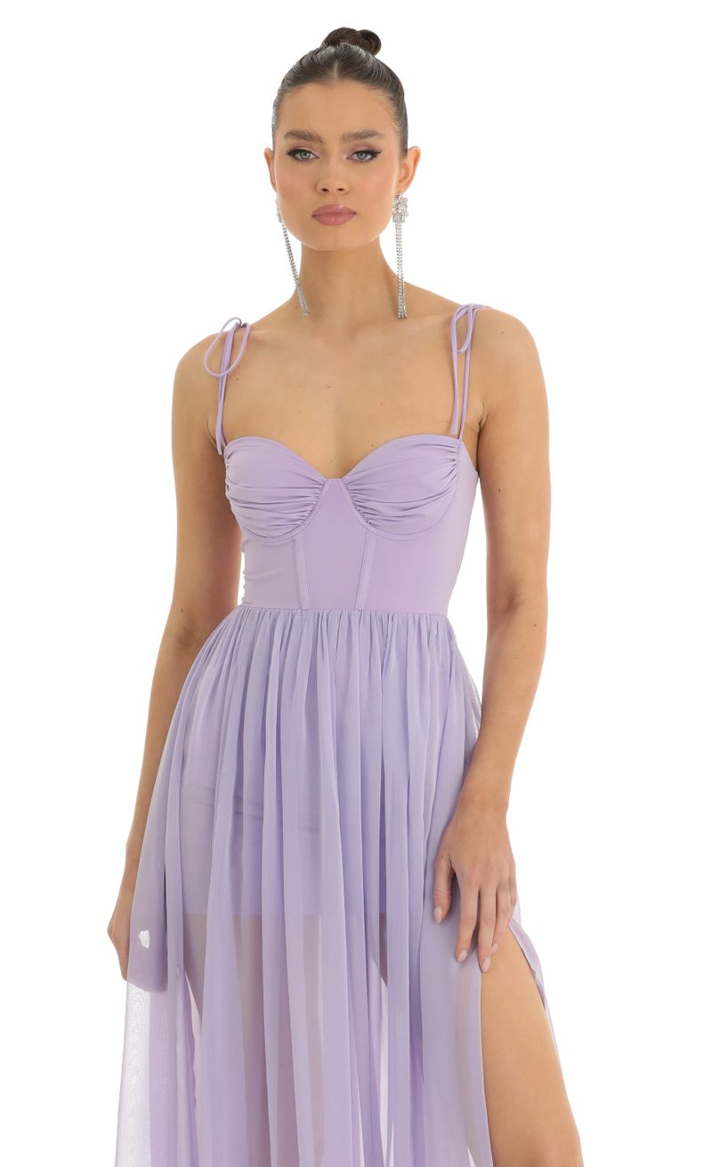 Alida Chiffon Illusion Corset Maxi Dress in Lilac