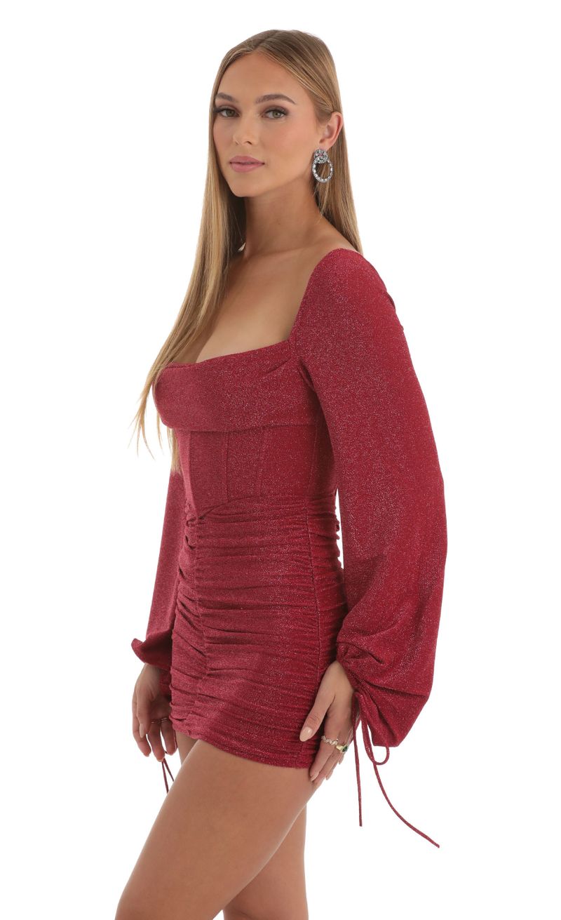Jacky Long Sleeve Corset Dress in Red