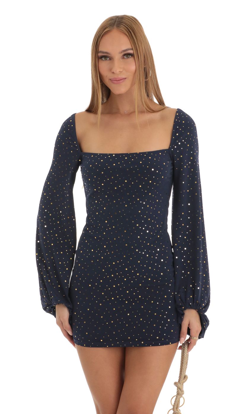 Picture Gold Shimmer Open Back Dress in Dark Blue. Source: https://media-img.lucyinthesky.com/data/Jan23/850xAUTO/1409e417-63f6-4e6f-b96c-053617e9a7ac.jpg