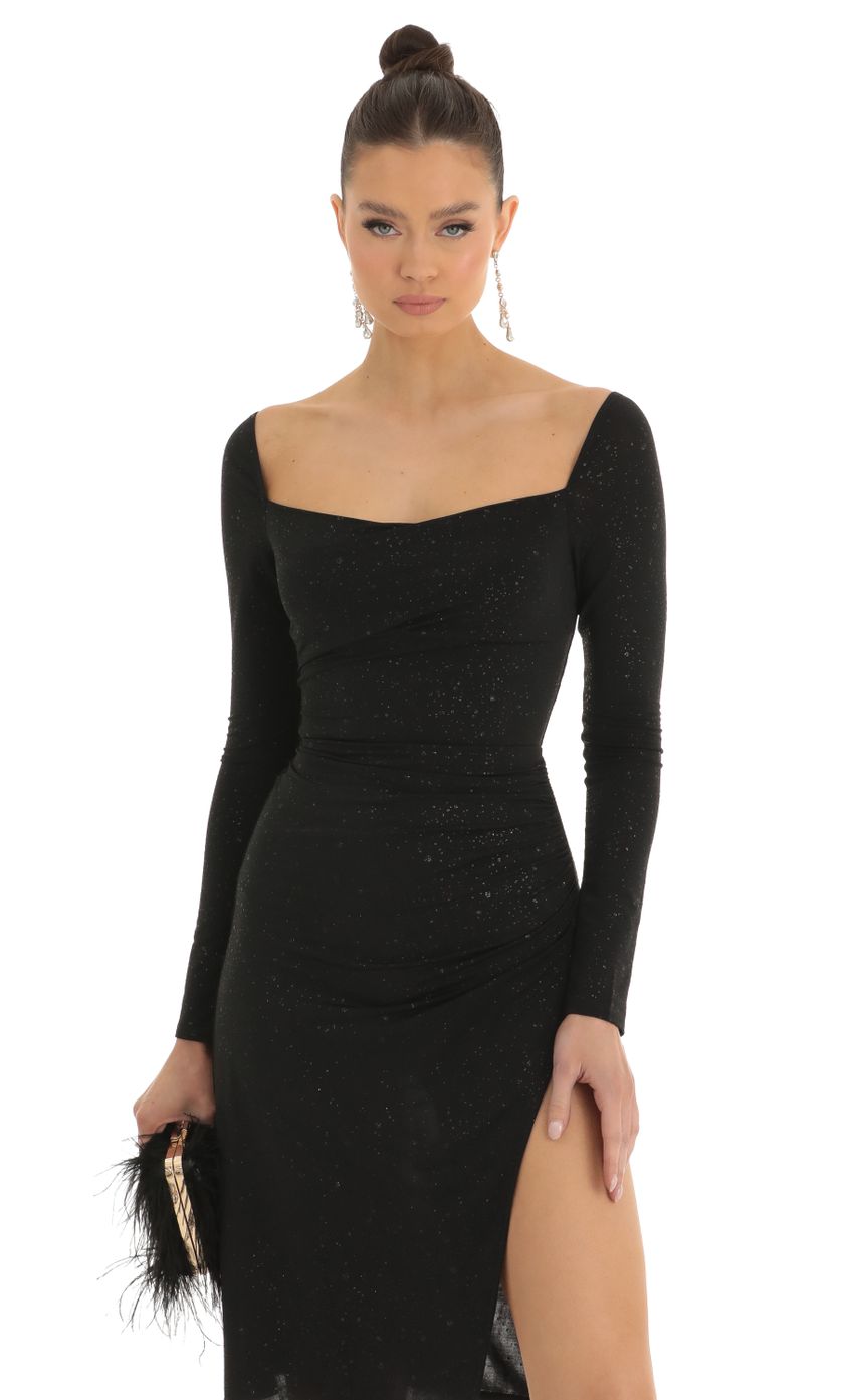 Picture Glitter Long Sleeve Bodycon Midi Dress in Black. Source: https://media-img.lucyinthesky.com/data/Jan23/850xAUTO/14ceb56b-47f8-4758-ab47-81bdbf184a5a.jpg