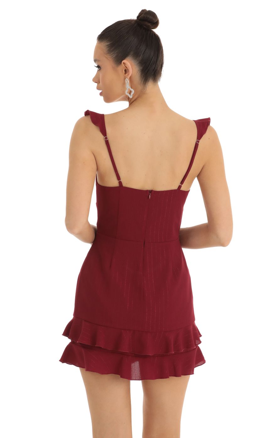 Picture Shimmer Stripe Sweetheart Dress in Maroon. Source: https://media-img.lucyinthesky.com/data/Jan23/850xAUTO/1b428333-ee07-4cb5-9718-d5dd7a91bfa9.jpg