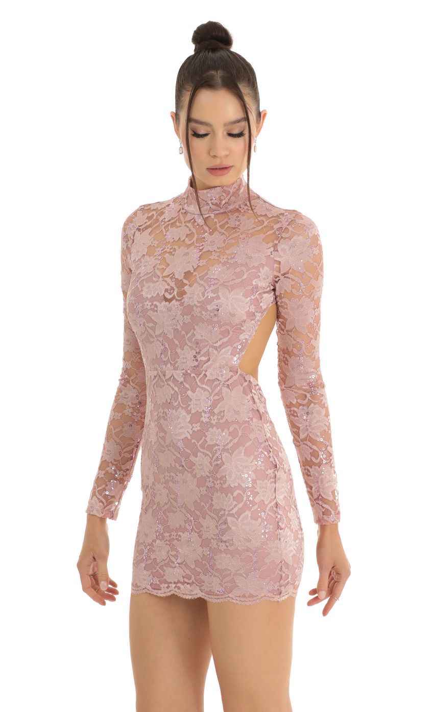 Picture Floral Sequin Open Back Dress in Pink. Source: https://media-img.lucyinthesky.com/data/Jan23/850xAUTO/1cc20c9f-1918-48d1-970d-00f015b8b1c3.jpg