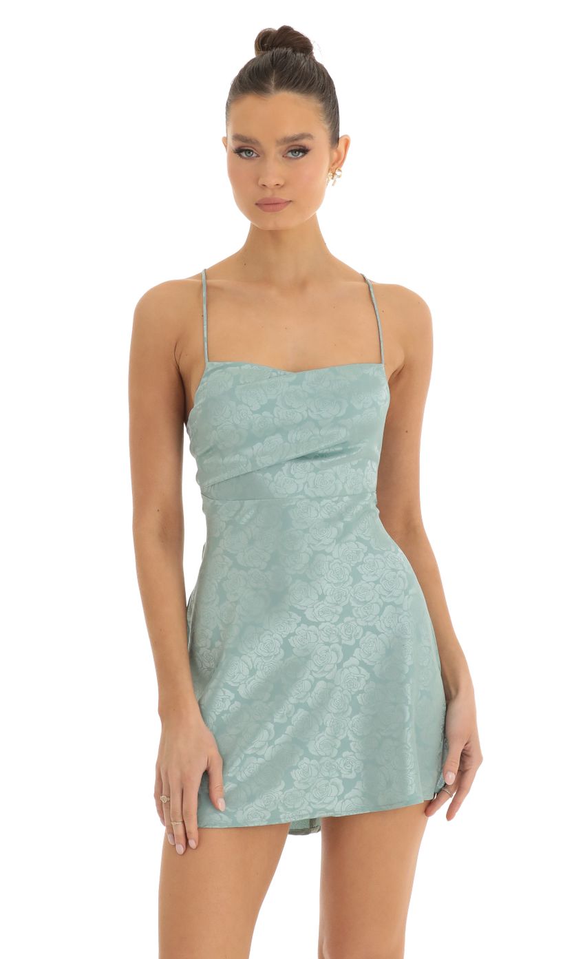 Picture Floral Jacquard A-Line Dress in Teal. Source: https://media-img.lucyinthesky.com/data/Jan23/850xAUTO/2bb79f77-b53e-478e-85a5-3c64e33dac47.jpg