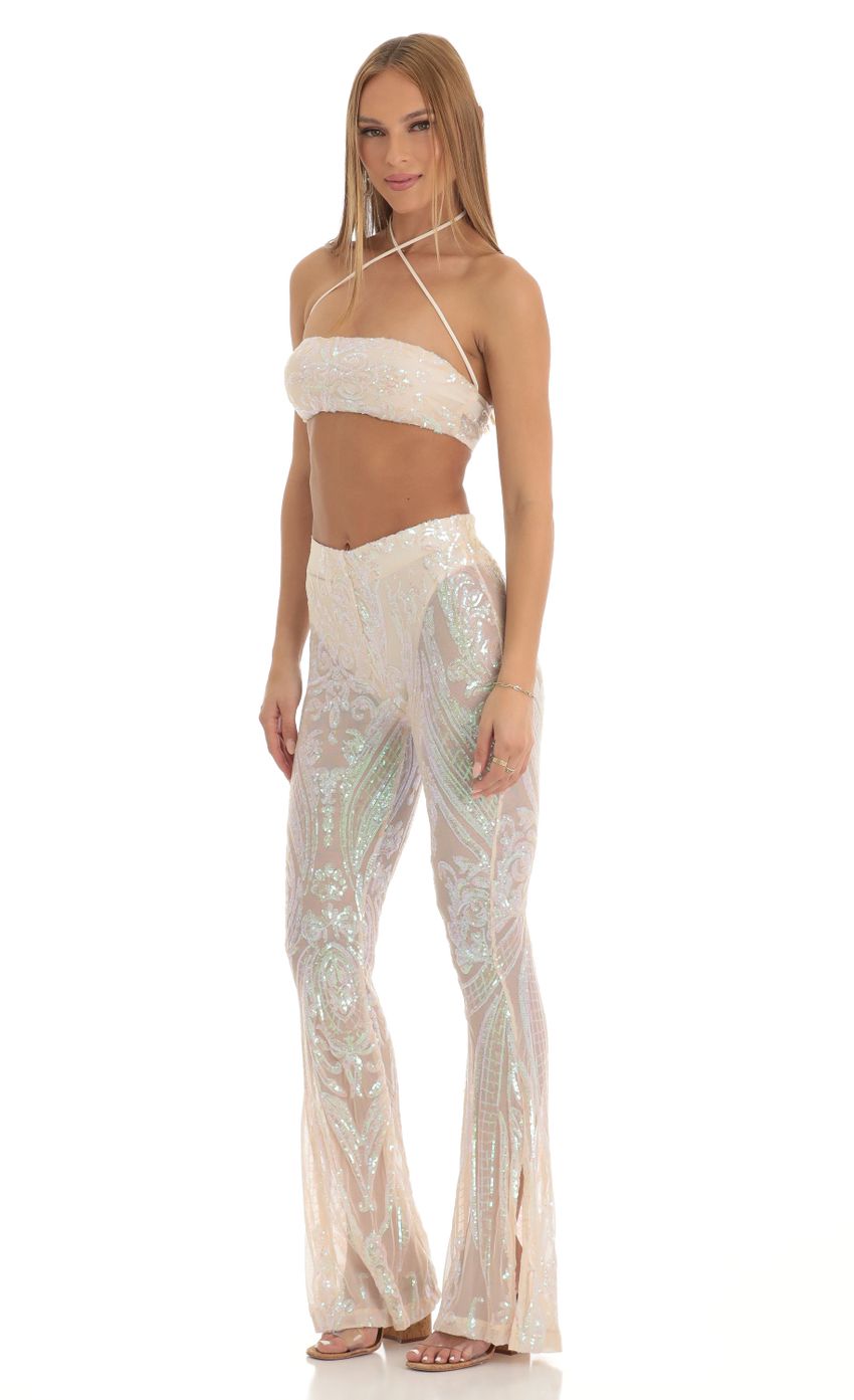 Picture Iridescent Sequin Two Piece Set in Cream. Source: https://media-img.lucyinthesky.com/data/Jan23/850xAUTO/454e15aa-38f5-4c89-8623-a32cfc2b52c0.jpg