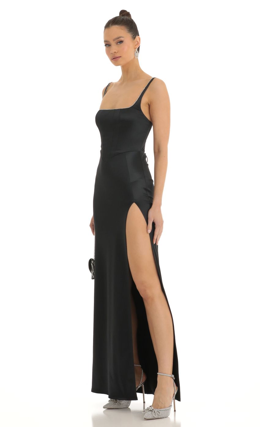 Picture Satin Rhinestone Maxi Dress in Black. Source: https://media-img.lucyinthesky.com/data/Jan23/850xAUTO/45d6a039-1dd7-48b8-8828-8bfd912b027f.jpg