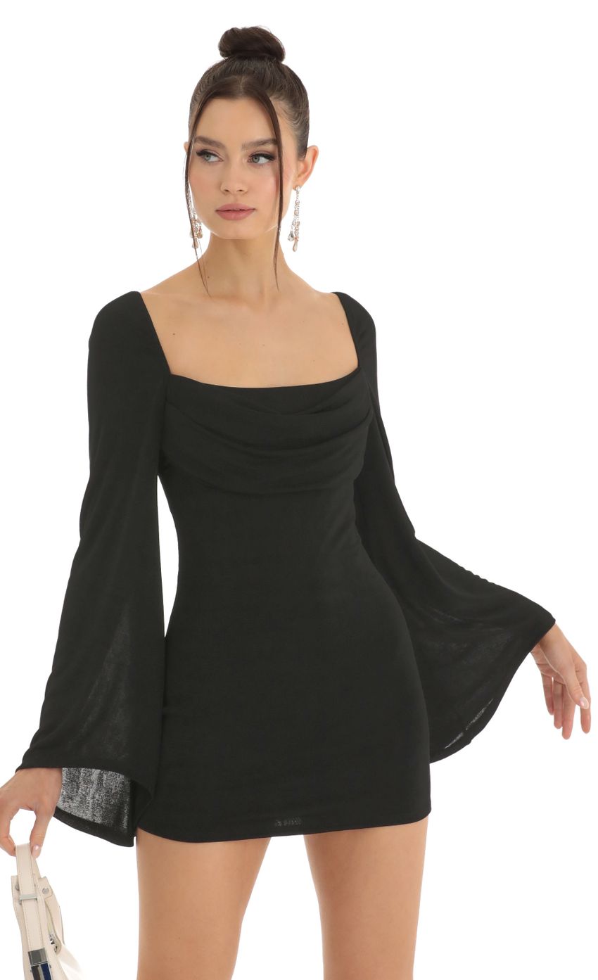 Picture Knit Flare Sleeve Bodycon Dress in Black. Source: https://media-img.lucyinthesky.com/data/Jan23/850xAUTO/480164b5-1bb2-4f06-b0ef-8fd89e6fb530.jpg