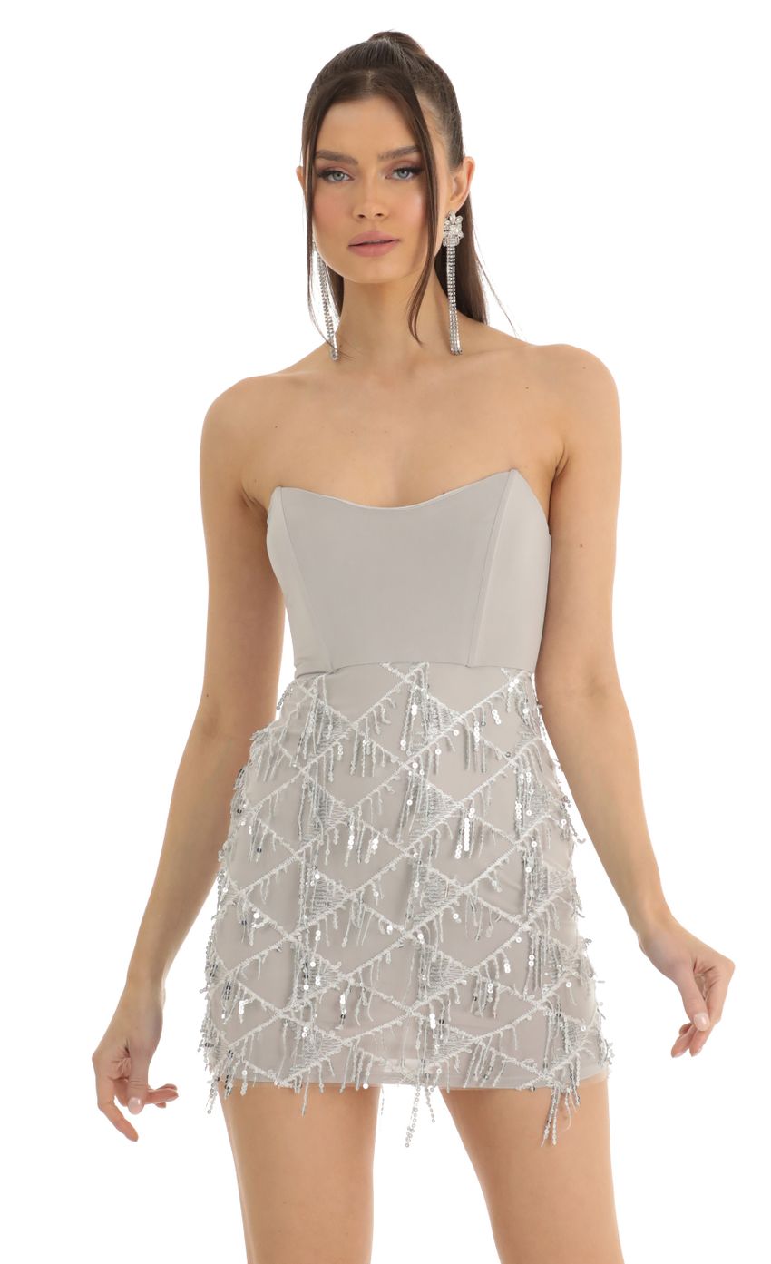 Picture Sequin Corset Dress in Grey. Source: https://media-img.lucyinthesky.com/data/Jan23/850xAUTO/4ba74848-8870-4e29-a26a-b662715ce715.jpg
