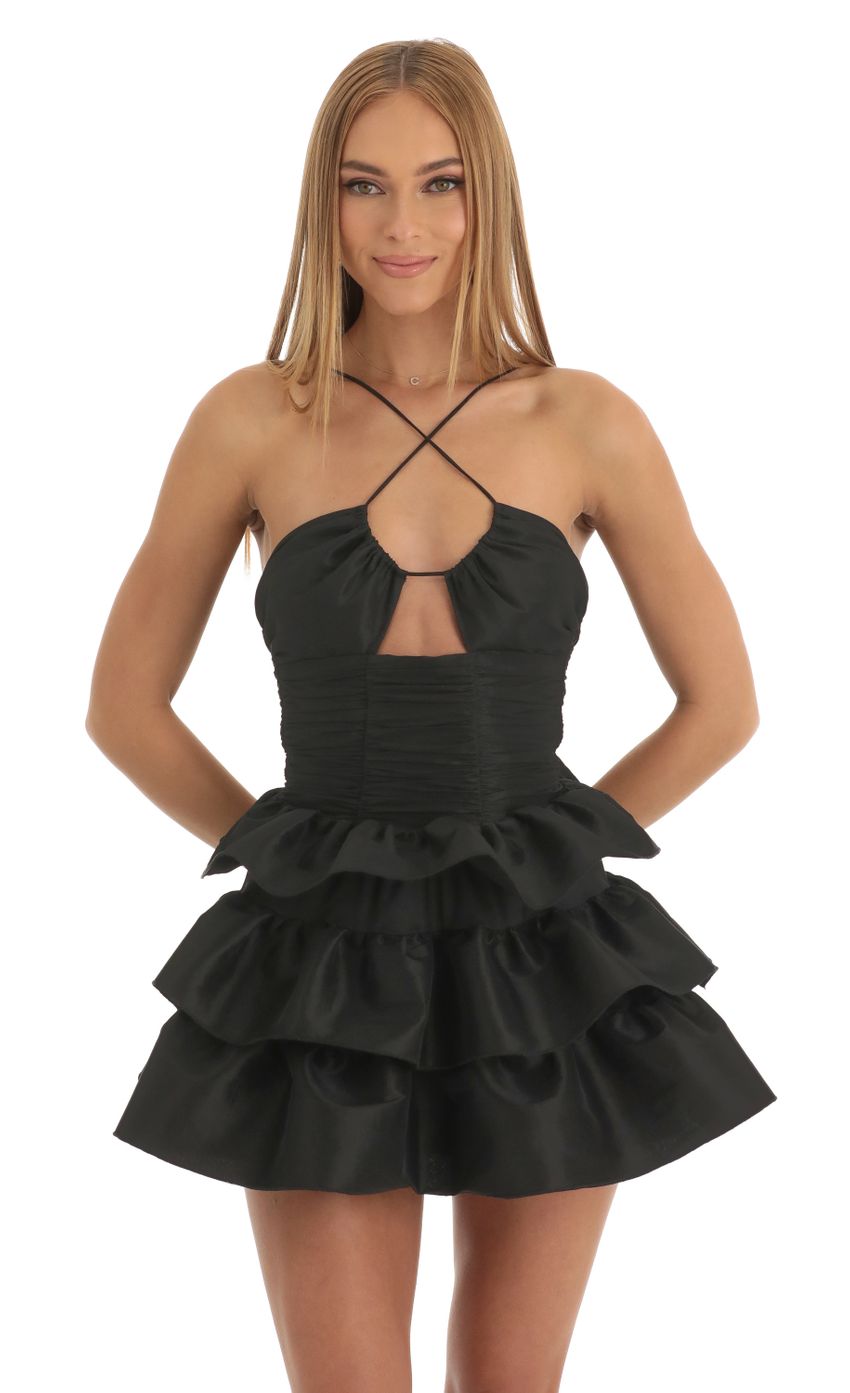 Picture Ruffle Skirt Dress in Black. Source: https://media-img.lucyinthesky.com/data/Jan23/850xAUTO/5414c536-978c-4ce2-9174-32f9d65c7ba1.jpg