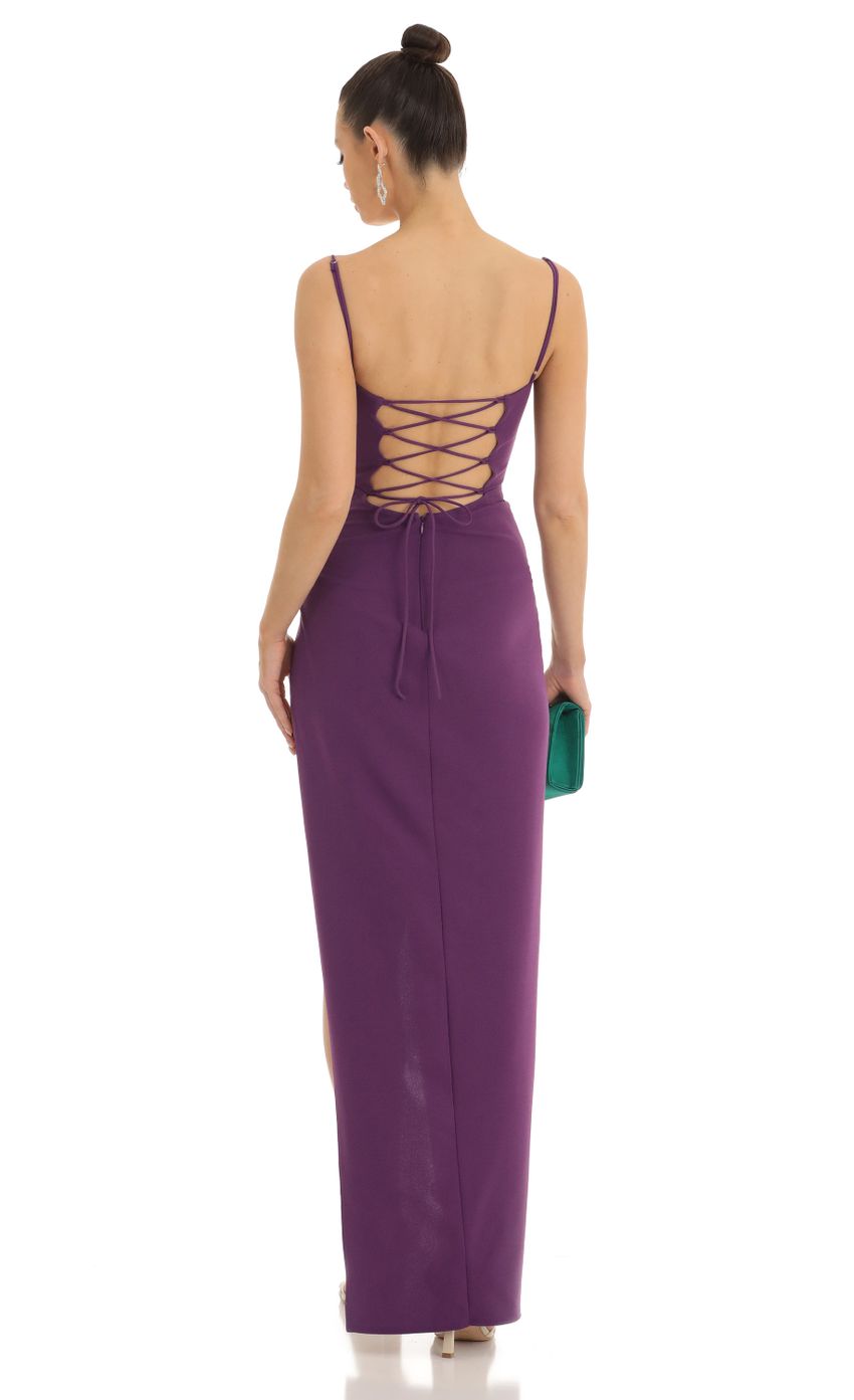 Picture Draped Crepe Maxi Dress in Purple. Source: https://media-img.lucyinthesky.com/data/Jan23/850xAUTO/5793c4f4-9c73-4d77-a4b9-e1aa2e3eddd4.jpg