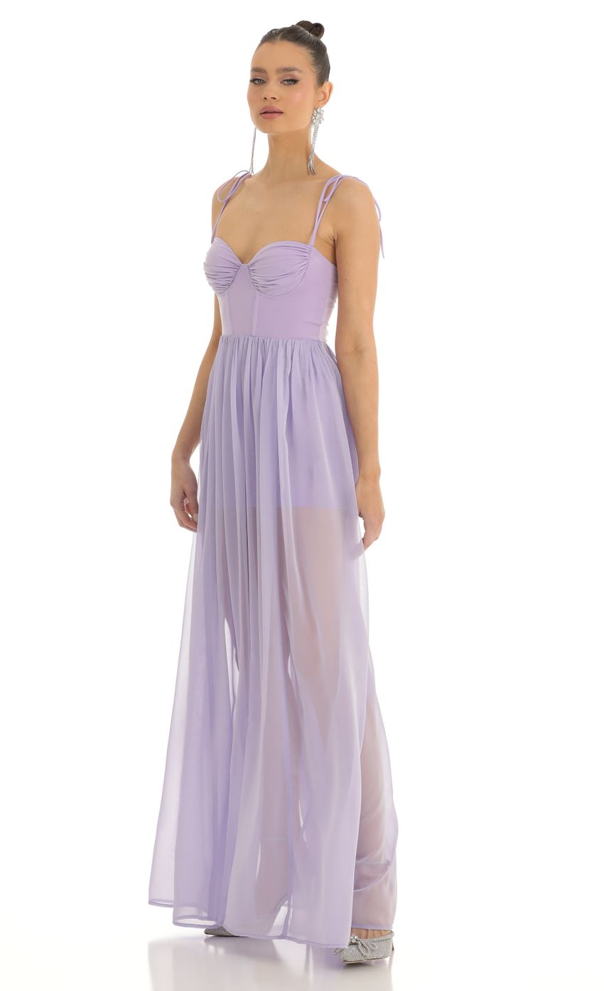 Picture Chiffon Illusion Corset Maxi Dress in Lilac. Source: https://media-img.lucyinthesky.com/data/Jan23/850xAUTO/66e488ef-413b-4c9d-91c0-a8f2440daef2.jpg