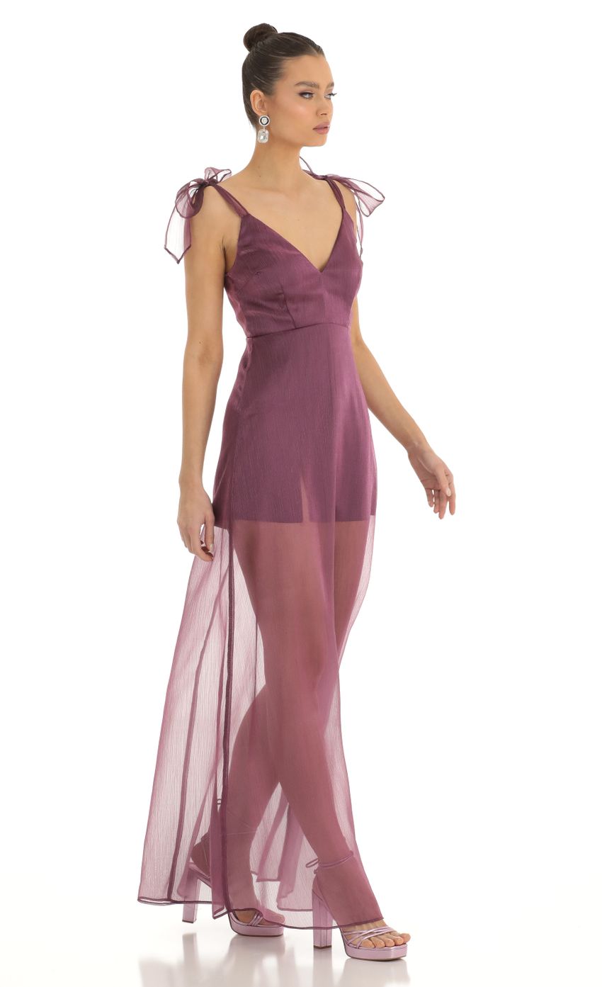 Picture Shoulder Bow A-Line Illusion Maxi Dress in Purple. Source: https://media-img.lucyinthesky.com/data/Jan23/850xAUTO/68679244-be2b-46b9-b362-8ec8b58873dc.jpg