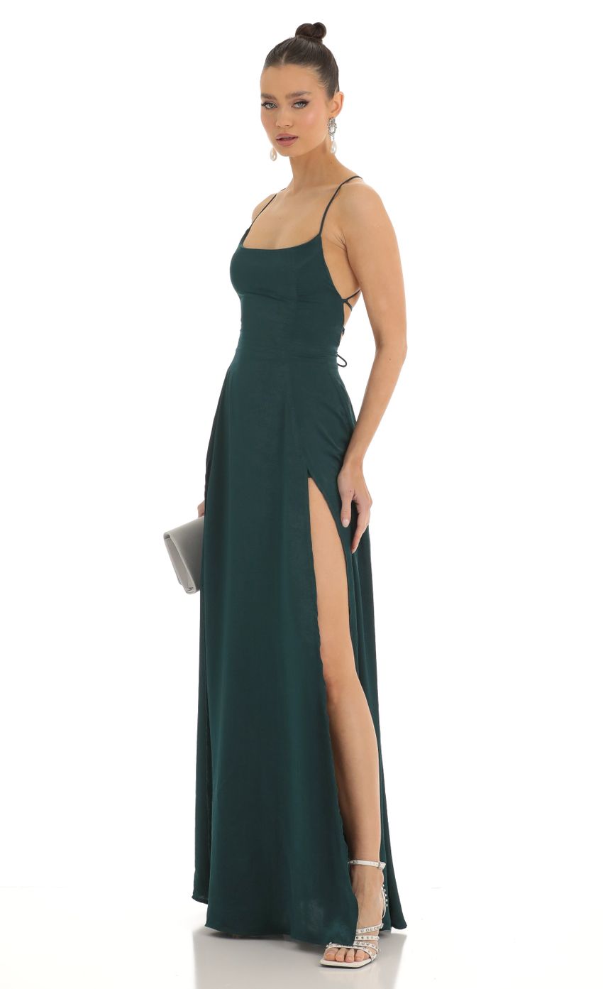 Picture Caitlin Satin Slit Maxi Dress in Green. Source: https://media-img.lucyinthesky.com/data/Jan23/850xAUTO/6b26a37a-3494-49a9-9429-ea4d2f51d9b9.jpg