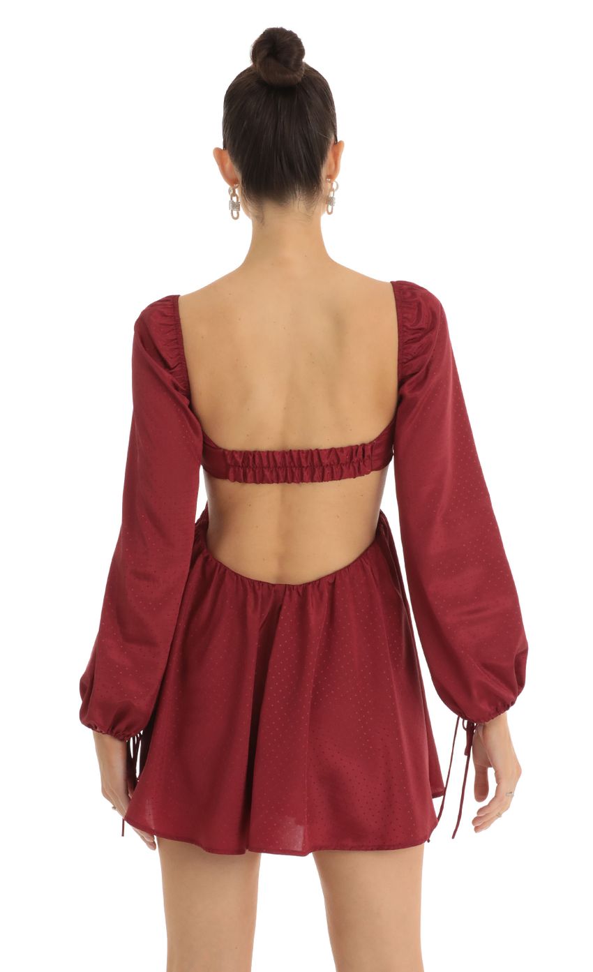 Picture CutOut Long Sleeve Fit and Flare Dress in Red. Source: https://media-img.lucyinthesky.com/data/Jan23/850xAUTO/721480da-ff03-4081-818c-2ee7918d285a.jpg