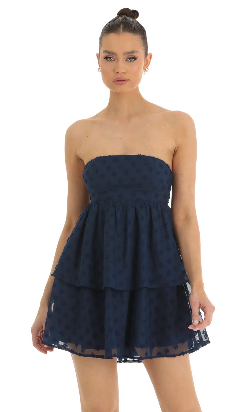 Picture Dotted Chiffon Baby Doll Dress in Navy. Source: https://media-img.lucyinthesky.com/data/Jan23/850xAUTO/77c1d371-3b91-4936-a8b2-0741991d31fb.jpg