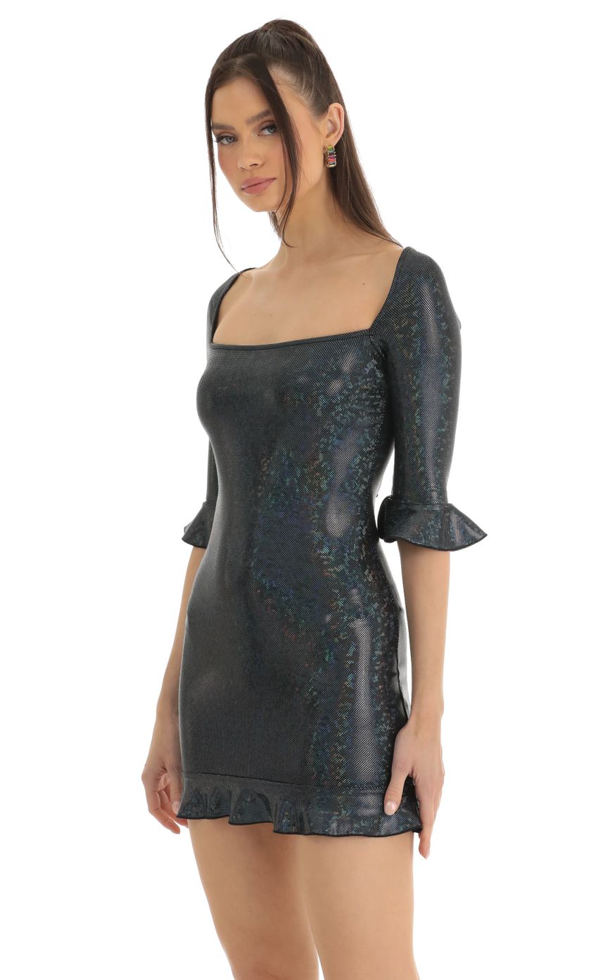 Picture Jovi Holographic Bodycon Dress in Black Multi. Source: https://media-img.lucyinthesky.com/data/Jan23/850xAUTO/7c7c8e12-5caf-4a3e-bdf8-c4acf1f04b41.jpg