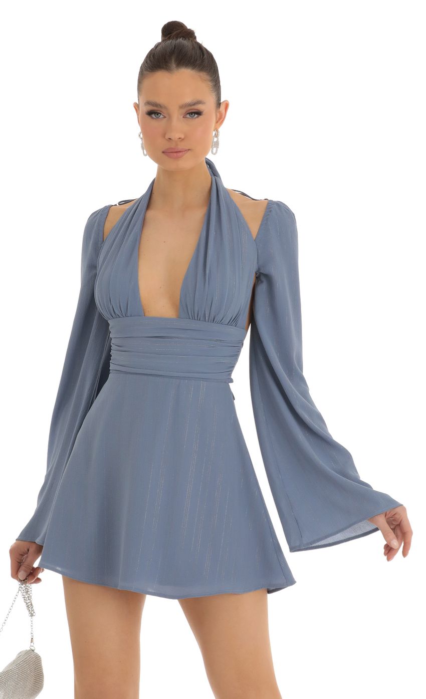 Picture Cold Shoulder Plunge Dress in Stone Blue. Source: https://media-img.lucyinthesky.com/data/Jan23/850xAUTO/8834dc62-cffe-491a-86d4-d04414c62c7c.jpg