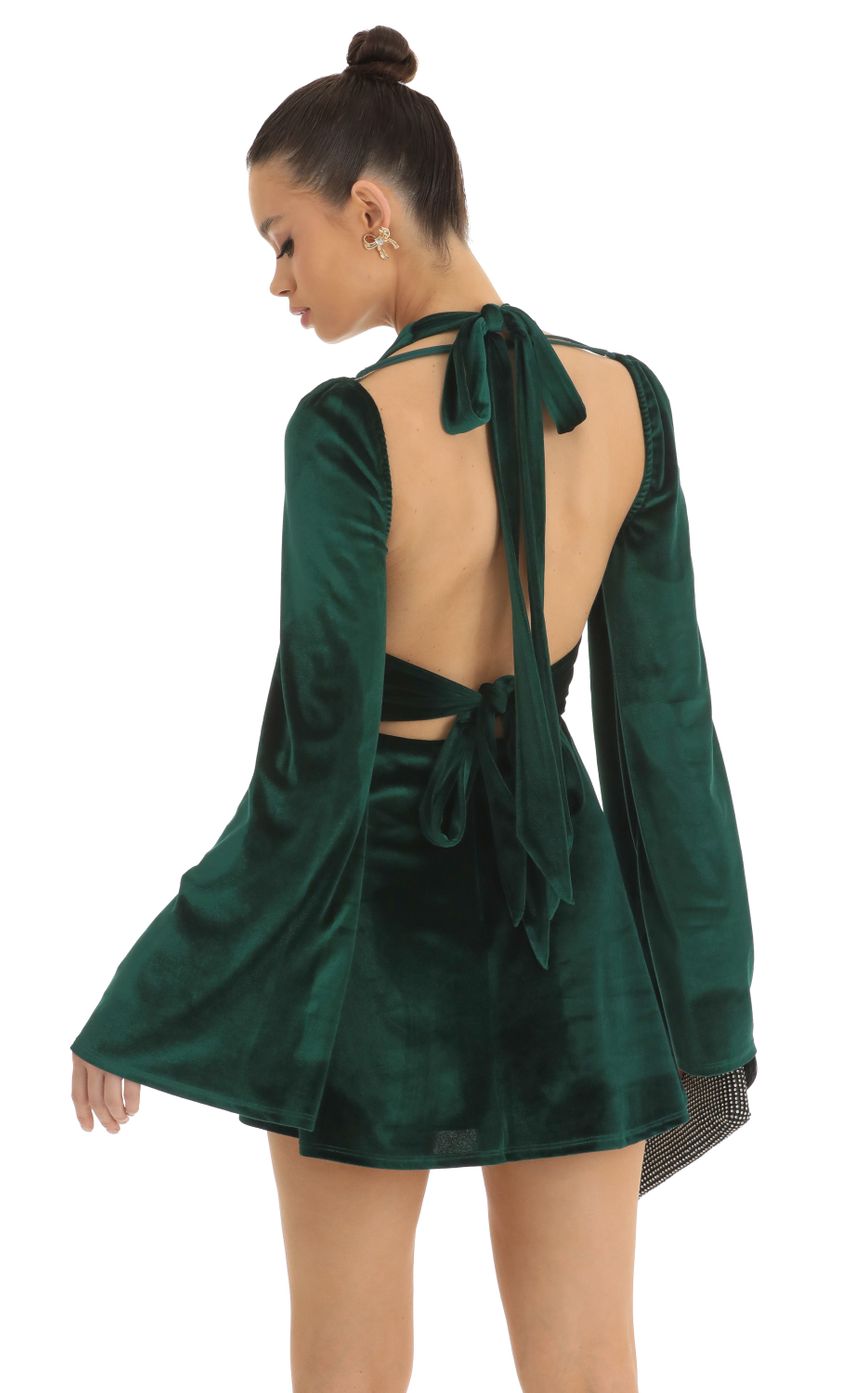 Picture Velvet Cold Shoulder Plunge Dress in Dark Green. Source: https://media-img.lucyinthesky.com/data/Jan23/850xAUTO/8a32fb60-ad4b-4b3e-83d9-4bebf89ed7c3.jpg