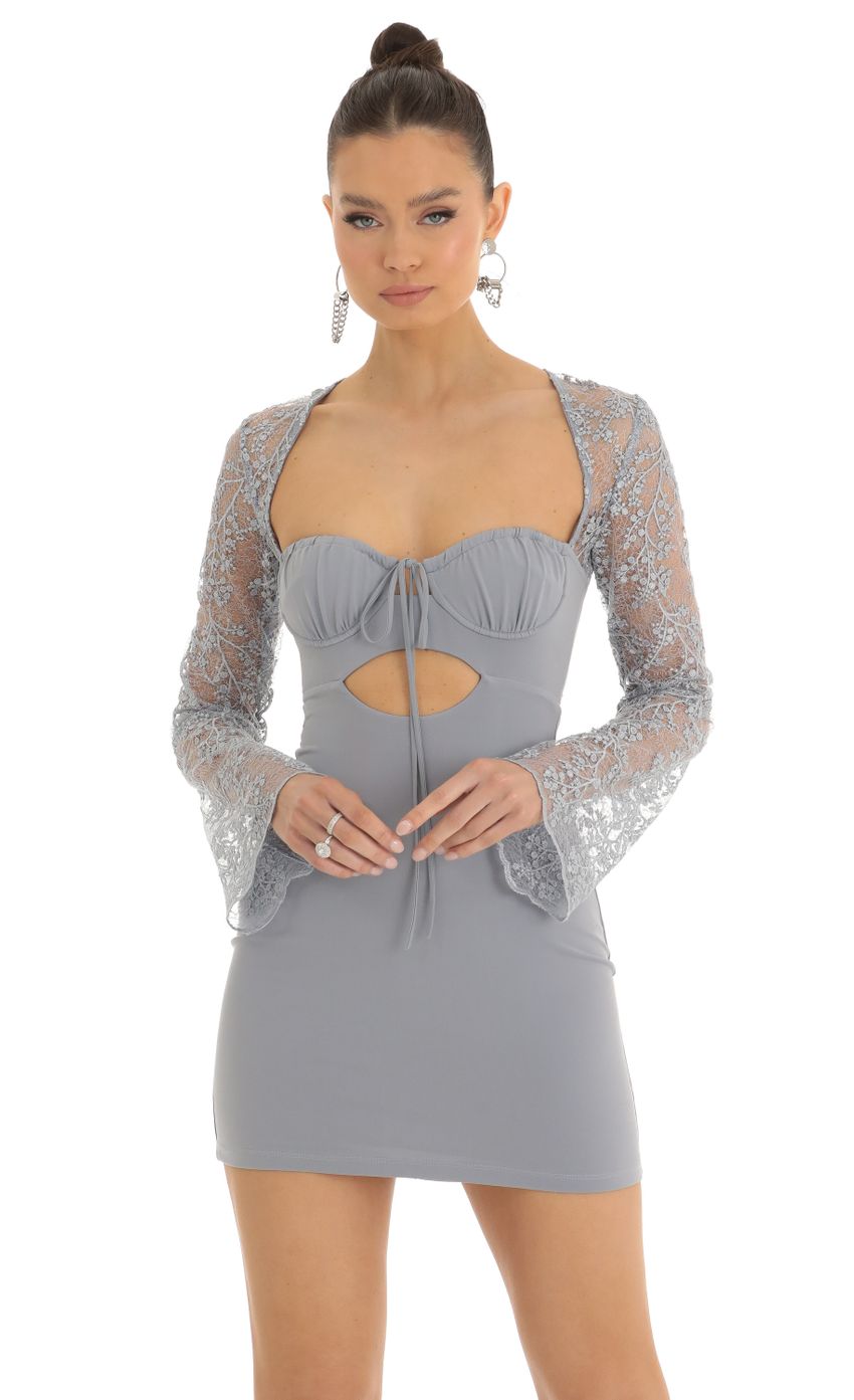 Picture Layton Emroidered Sleeve Cutout Bodycon Dress in Grey. Source: https://media-img.lucyinthesky.com/data/Jan23/850xAUTO/914e4e2f-9581-44f1-a6c3-9589a6eddd6a.jpg