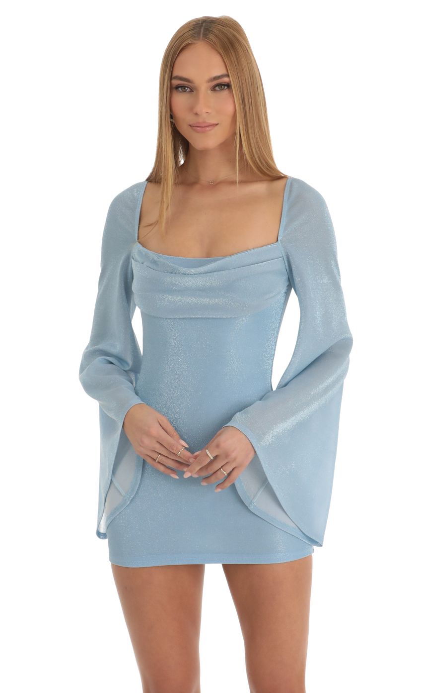 Picture Knit Flare Sleeve Bodycon Dress in Blue. Source: https://media-img.lucyinthesky.com/data/Jan23/850xAUTO/9b779bec-5655-486a-9288-ca41fe4fe421.jpg