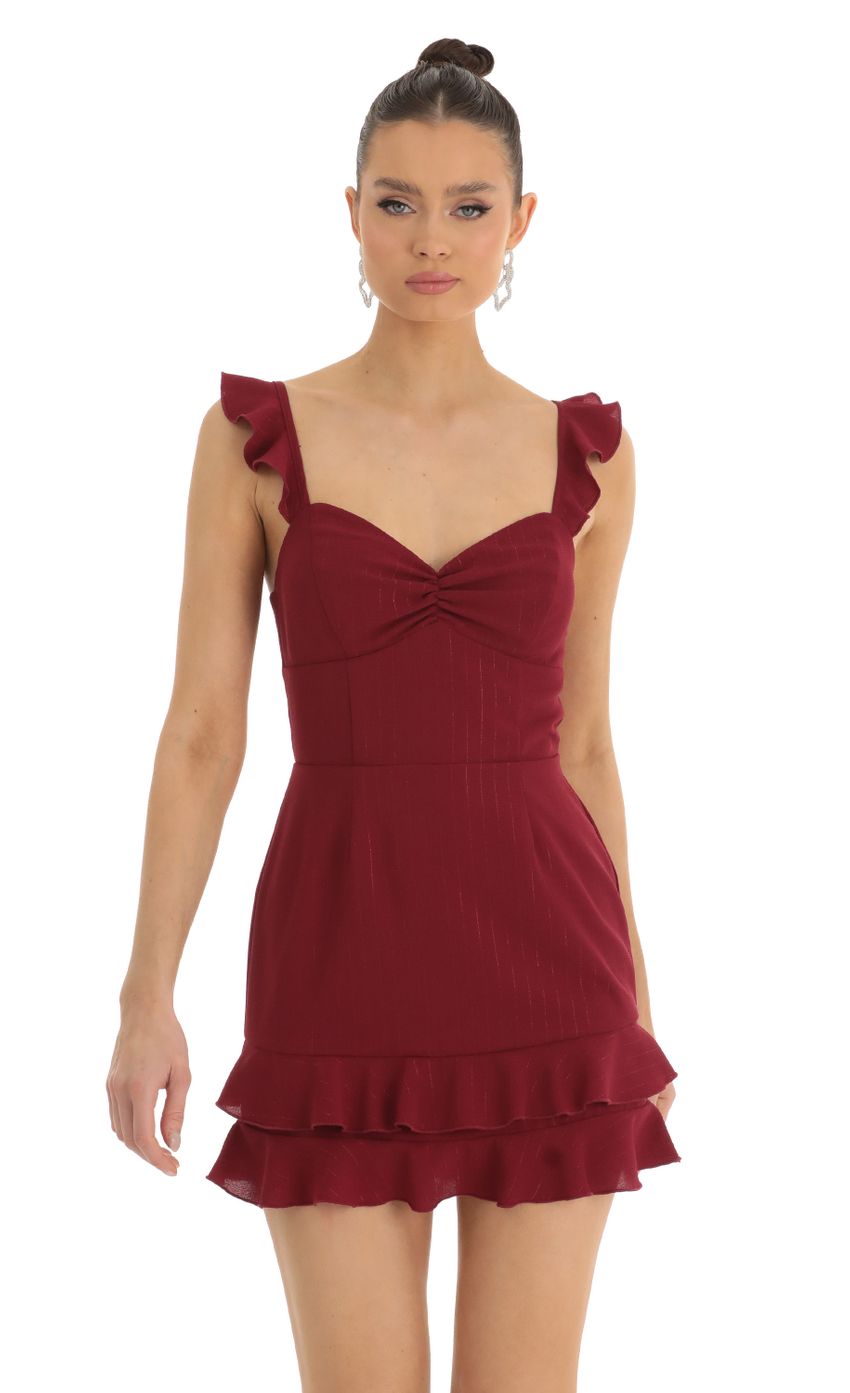 Picture Shimmer Stripe Sweetheart Dress in Maroon. Source: https://media-img.lucyinthesky.com/data/Jan23/850xAUTO/b0ce60f3-04e9-441e-a649-b4f14a835654.jpg