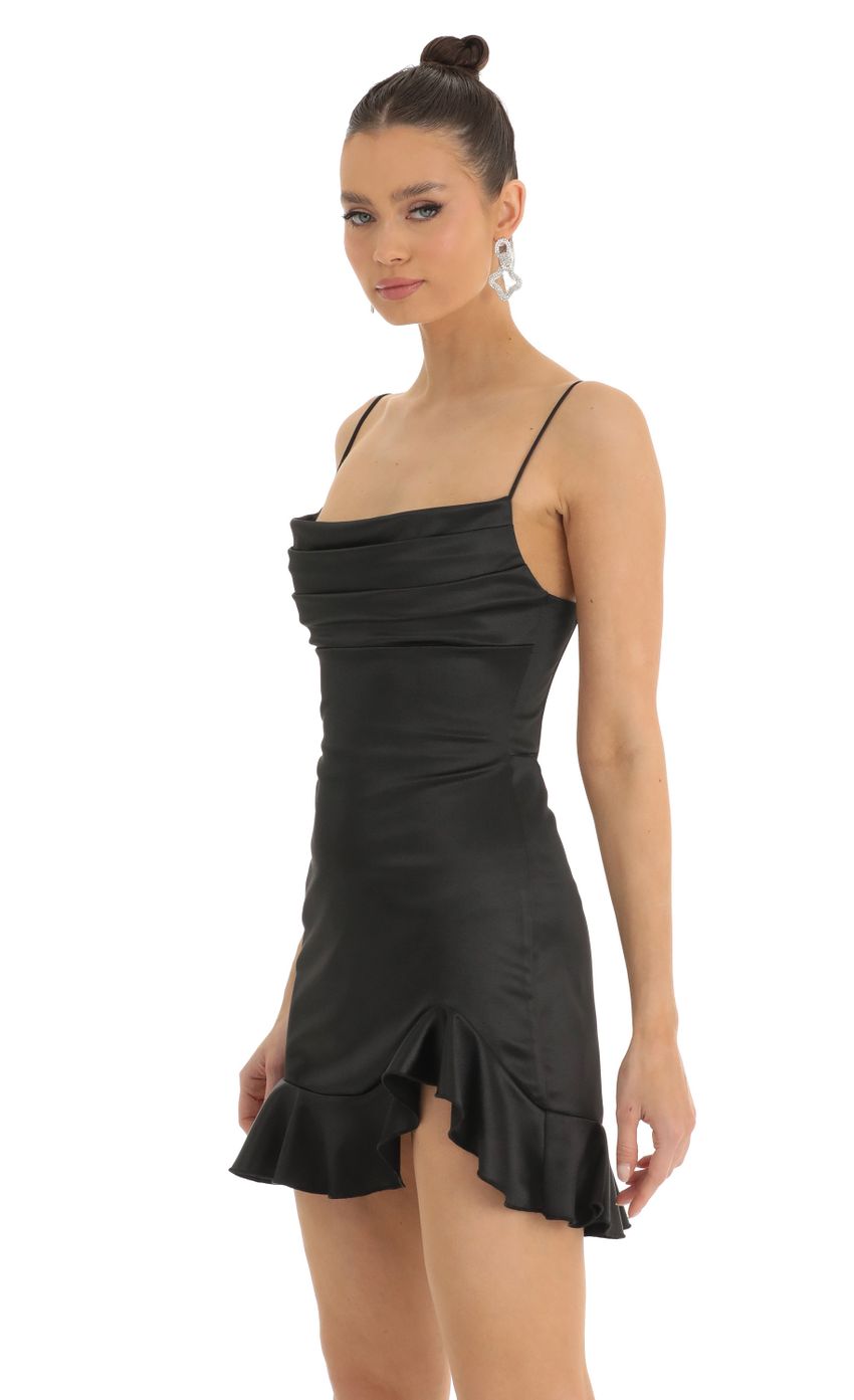 Picture Satin Pleated Ruffled Slit Dress in Black. Source: https://media-img.lucyinthesky.com/data/Jan23/850xAUTO/b23295e9-1706-43c9-b0a9-503fb481cf95.jpg