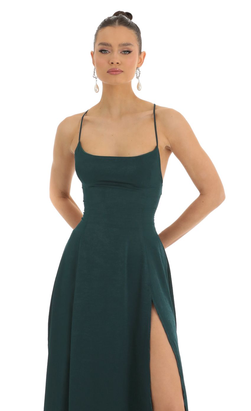 Picture Caitlin Satin Slit Maxi Dress in Green. Source: https://media-img.lucyinthesky.com/data/Jan23/850xAUTO/c157e53b-0e8b-4298-bb30-4e481b7184c1.jpg