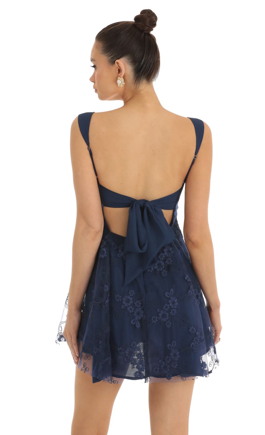 Picture Floral Mesh Dress in Dark Blue. Source: https://media-img.lucyinthesky.com/data/Jan23/850xAUTO/ce0fbe84-4f3a-4c02-8a79-808cf2a318b2.jpg