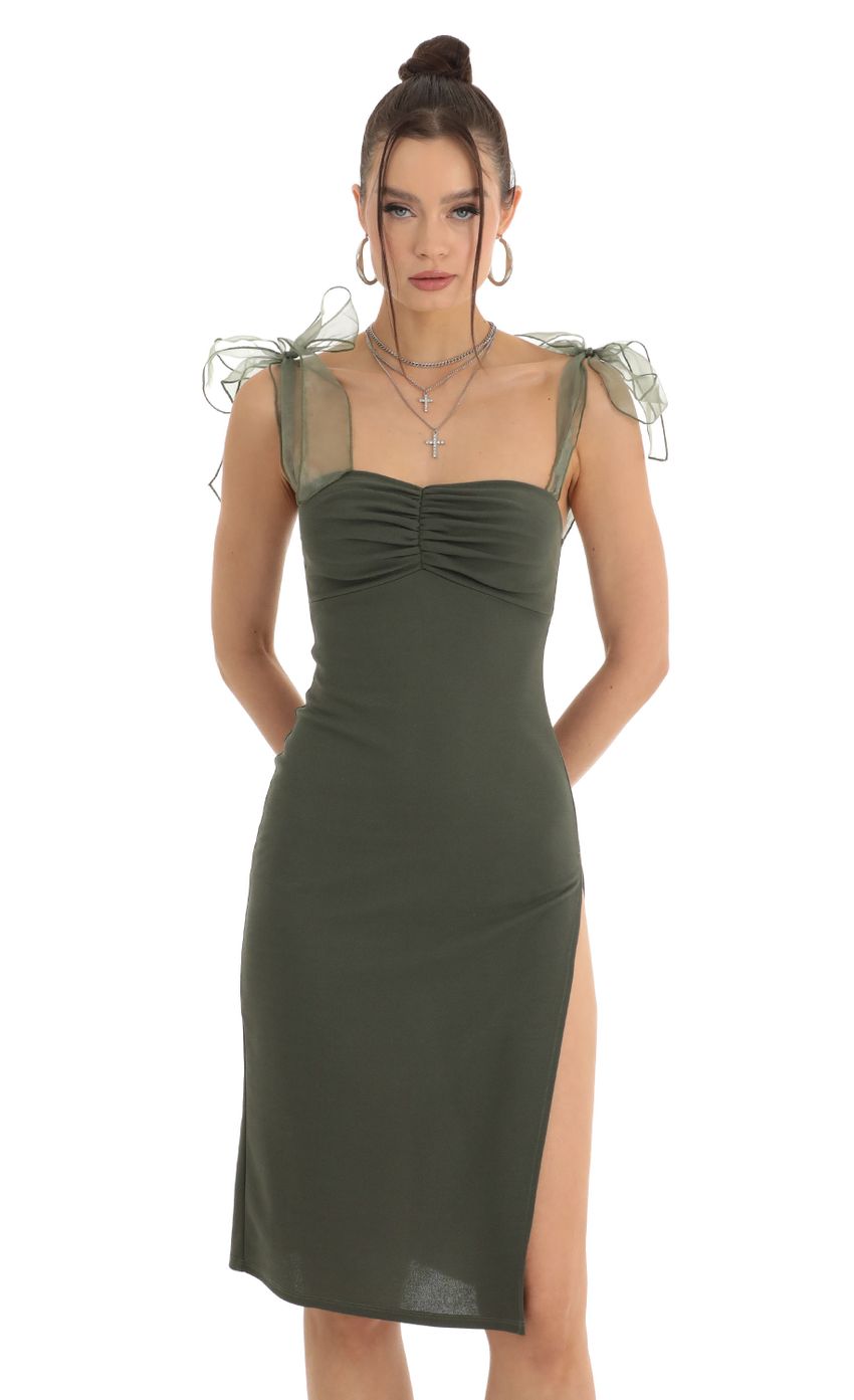 Picture Shoulder Bow Tie Crepe Midi Dress in Green. Source: https://media-img.lucyinthesky.com/data/Jan23/850xAUTO/f46b4445-8076-4358-9213-7895b4e50bb1.jpg