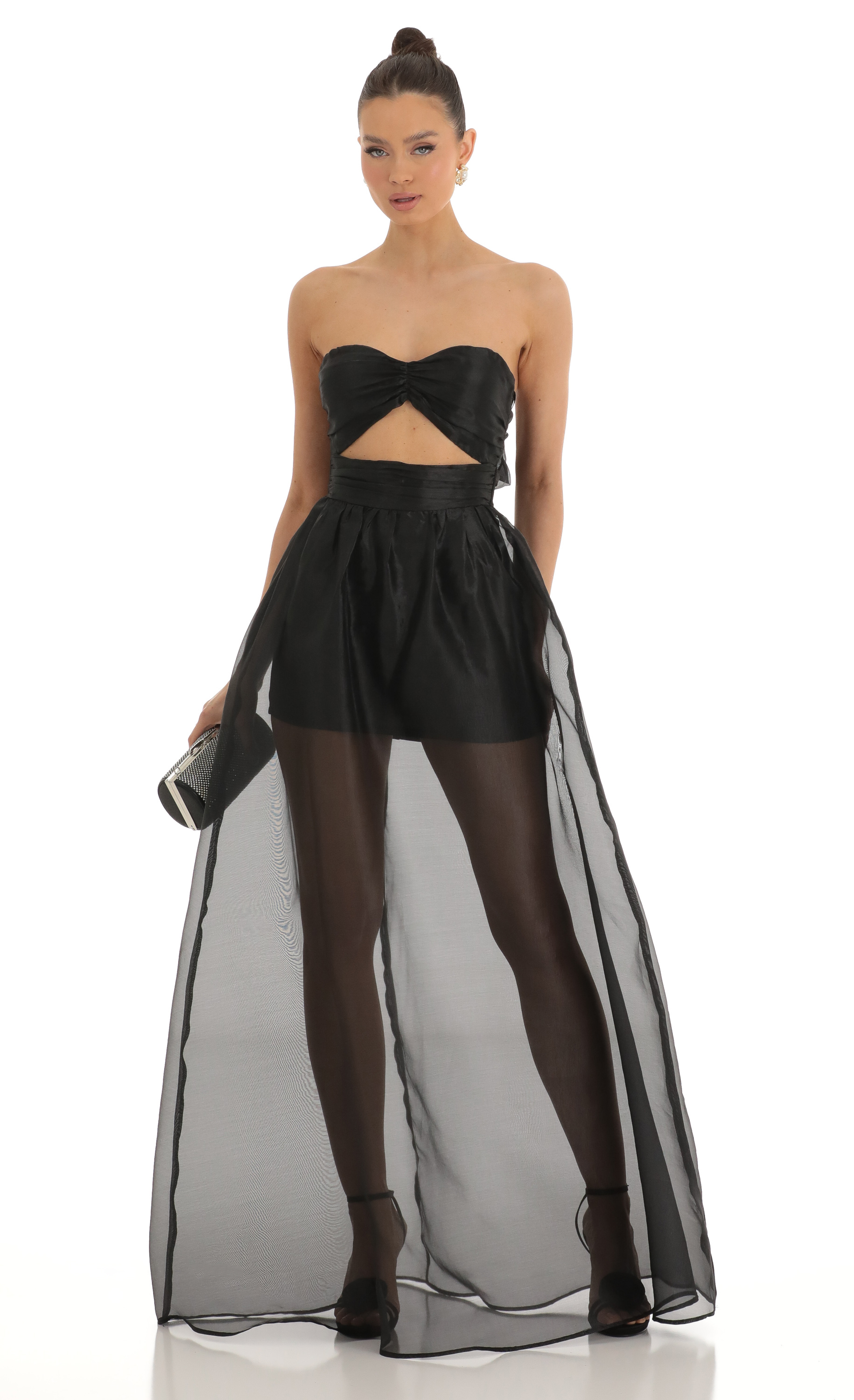 Cutout Strapless Maxi Dress in Black